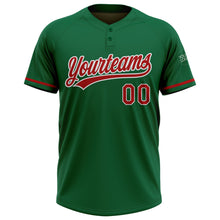 Загрузить изображение в средство просмотра галереи, Custom Kelly Green Red-White Two-Button Unisex Softball Jersey