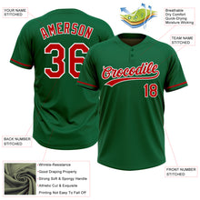 Загрузить изображение в средство просмотра галереи, Custom Kelly Green Red-White Two-Button Unisex Softball Jersey