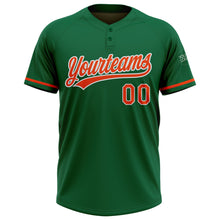 Загрузить изображение в средство просмотра галереи, Custom Kelly Green Orange-White Two-Button Unisex Softball Jersey