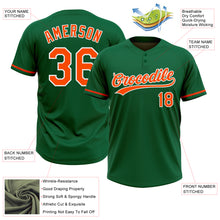 Загрузить изображение в средство просмотра галереи, Custom Kelly Green Orange-White Two-Button Unisex Softball Jersey