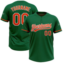 Загрузить изображение в средство просмотра галереи, Custom Kelly Green Orange-White Two-Button Unisex Softball Jersey
