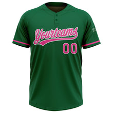 Загрузить изображение в средство просмотра галереи, Custom Kelly Green Pink-White Two-Button Unisex Softball Jersey