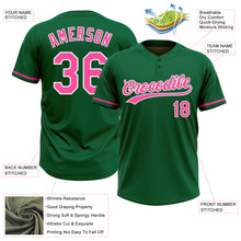 Загрузить изображение в средство просмотра галереи, Custom Kelly Green Pink-White Two-Button Unisex Softball Jersey