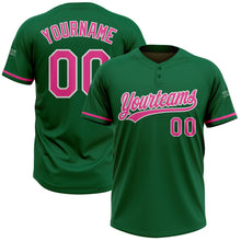 Загрузить изображение в средство просмотра галереи, Custom Kelly Green Pink-White Two-Button Unisex Softball Jersey