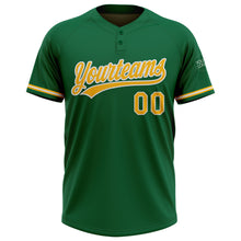 Загрузить изображение в средство просмотра галереи, Custom Kelly Green Gold-White Two-Button Unisex Softball Jersey