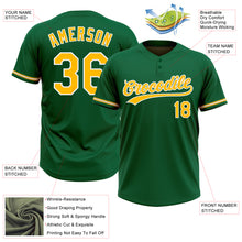 Загрузить изображение в средство просмотра галереи, Custom Kelly Green Gold-White Two-Button Unisex Softball Jersey
