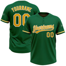Загрузить изображение в средство просмотра галереи, Custom Kelly Green Gold-White Two-Button Unisex Softball Jersey