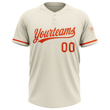 Load image into Gallery viewer, Custom Cream Orange Two-Button Unisex Softball Jersey