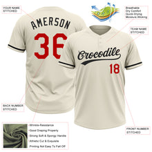 Load image into Gallery viewer, Custom Cream Red-Black Two-Button Unisex Softball Jersey