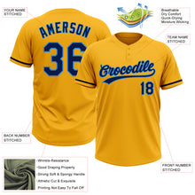 Laden Sie das Bild in den Galerie-Viewer, Custom Gold Navy-Electric Blue Two-Button Unisex Softball Jersey