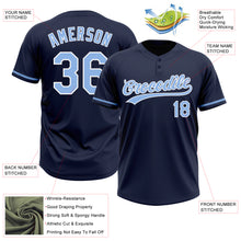 Laden Sie das Bild in den Galerie-Viewer, Custom Navy Light Blue-White Two-Button Unisex Softball Jersey