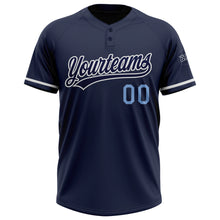 Charger l'image dans la galerie, Custom Navy Light Blue-White Two-Button Unisex Softball Jersey