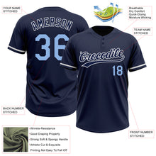 Charger l'image dans la galerie, Custom Navy Light Blue-White Two-Button Unisex Softball Jersey