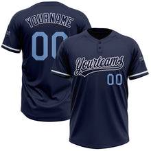 Charger l'image dans la galerie, Custom Navy Light Blue-White Two-Button Unisex Softball Jersey