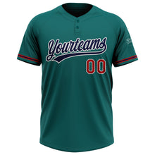 Загрузить изображение в средство просмотра галереи, Custom Teal Navy-Red Two-Button Unisex Softball Jersey