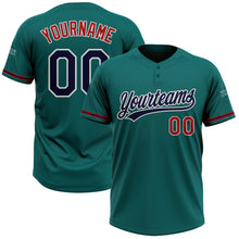 Загрузить изображение в средство просмотра галереи, Custom Teal Navy-Red Two-Button Unisex Softball Jersey