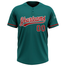 Загрузить изображение в средство просмотра галереи, Custom Teal Red-White Two-Button Unisex Softball Jersey
