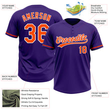 Laden Sie das Bild in den Galerie-Viewer, Custom Purple Orange-White Two-Button Unisex Softball Jersey