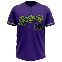 Загрузить изображение в средство просмотра галереи, Custom Purple Black-Neon Green Two-Button Unisex Softball Jersey