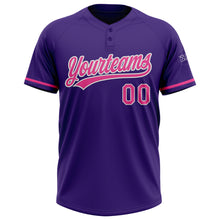 Laden Sie das Bild in den Galerie-Viewer, Custom Purple Pink-White Two-Button Unisex Softball Jersey
