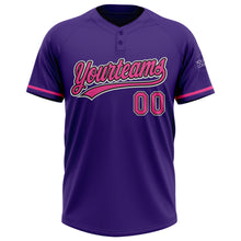 Загрузить изображение в средство просмотра галереи, Custom Purple Pink-Black Two-Button Unisex Softball Jersey
