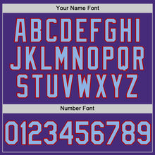 Load image into Gallery viewer, Custom Purple Light Blue-Red Two-Button Unisex Softball Jersey