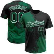 Загрузить изображение в средство просмотра галереи, Custom Kelly Green Black-White 3D Pattern Abstract Brush Stroke Two-Button Unisex Softball Jersey