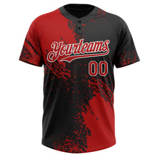 Загрузить изображение в средство просмотра галереи, Custom Red Black-White 3D Pattern Abstract Brush Stroke Two-Button Unisex Softball Jersey