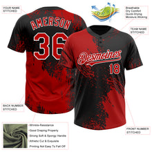 Загрузить изображение в средство просмотра галереи, Custom Red Black-White 3D Pattern Abstract Brush Stroke Two-Button Unisex Softball Jersey