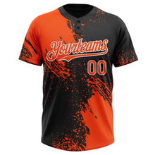Загрузить изображение в средство просмотра галереи, Custom Orange Black-White 3D Pattern Abstract Brush Stroke Two-Button Unisex Softball Jersey