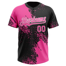 Загрузить изображение в средство просмотра галереи, Custom Pink Black-White 3D Pattern Abstract Brush Stroke Two-Button Unisex Softball Jersey