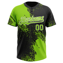 Charger l'image dans la galerie, Custom Neon Green Black-White 3D Pattern Abstract Brush Stroke Two-Button Unisex Softball Jersey