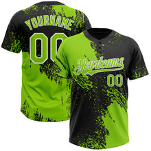 Charger l'image dans la galerie, Custom Neon Green Black-White 3D Pattern Abstract Brush Stroke Two-Button Unisex Softball Jersey