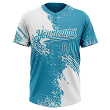 Загрузить изображение в средство просмотра галереи, Custom White Panther Blue 3D Pattern Abstract Brush Stroke Two-Button Unisex Softball Jersey