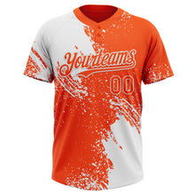 Загрузить изображение в средство просмотра галереи, Custom White Orange 3D Pattern Abstract Brush Stroke Two-Button Unisex Softball Jersey