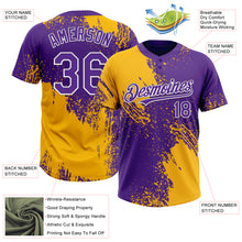 Загрузить изображение в средство просмотра галереи, Custom Gold Purple-White 3D Pattern Abstract Brush Stroke Two-Button Unisex Softball Jersey
