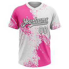 Загрузить изображение в средство просмотра галереи, Custom Pink White-Black 3D Pattern Abstract Brush Stroke Two-Button Unisex Softball Jersey