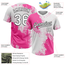 Загрузить изображение в средство просмотра галереи, Custom Pink White-Black 3D Pattern Abstract Brush Stroke Two-Button Unisex Softball Jersey