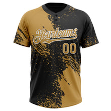 Загрузить изображение в средство просмотра галереи, Custom Old Gold Black-White 3D Pattern Abstract Brush Stroke Two-Button Unisex Softball Jersey