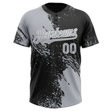 Загрузить изображение в средство просмотра галереи, Custom Gray Black-White 3D Pattern Abstract Brush Stroke Two-Button Unisex Softball Jersey