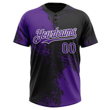 Загрузить изображение в средство просмотра галереи, Custom Purple Black-White 3D Pattern Abstract Brush Stroke Two-Button Unisex Softball Jersey