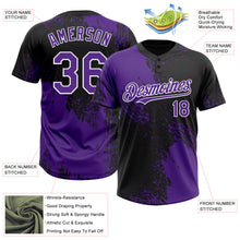 Загрузить изображение в средство просмотра галереи, Custom Purple Black-White 3D Pattern Abstract Brush Stroke Two-Button Unisex Softball Jersey