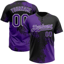 Загрузить изображение в средство просмотра галереи, Custom Purple Black-White 3D Pattern Abstract Brush Stroke Two-Button Unisex Softball Jersey