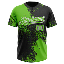 Загрузить изображение в средство просмотра галереи, Custom Black Aurora Green-White 3D Pattern Abstract Brush Stroke Two-Button Unisex Softball Jersey