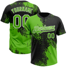 Загрузить изображение в средство просмотра галереи, Custom Black Aurora Green-White 3D Pattern Abstract Brush Stroke Two-Button Unisex Softball Jersey