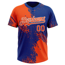 Загрузить изображение в средство просмотра галереи, Custom Orange Royal-White 3D Pattern Abstract Brush Stroke Two-Button Unisex Softball Jersey