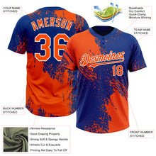 Загрузить изображение в средство просмотра галереи, Custom Orange Royal-White 3D Pattern Abstract Brush Stroke Two-Button Unisex Softball Jersey
