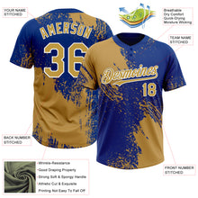 Загрузить изображение в средство просмотра галереи, Custom Old Gold Royal-White 3D Pattern Abstract Brush Stroke Two-Button Unisex Softball Jersey