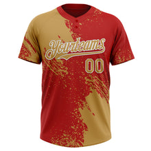 Загрузить изображение в средство просмотра галереи, Custom Old Gold Red-White 3D Pattern Abstract Brush Stroke Two-Button Unisex Softball Jersey