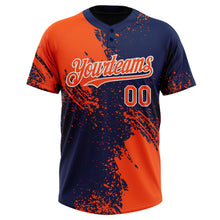 Загрузить изображение в средство просмотра галереи, Custom Orange Navy-White 3D Pattern Abstract Brush Stroke Two-Button Unisex Softball Jersey